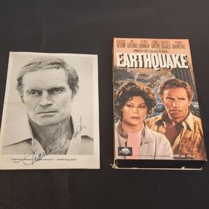 Charlton Heston Autograph And Earthquake VHS Tape